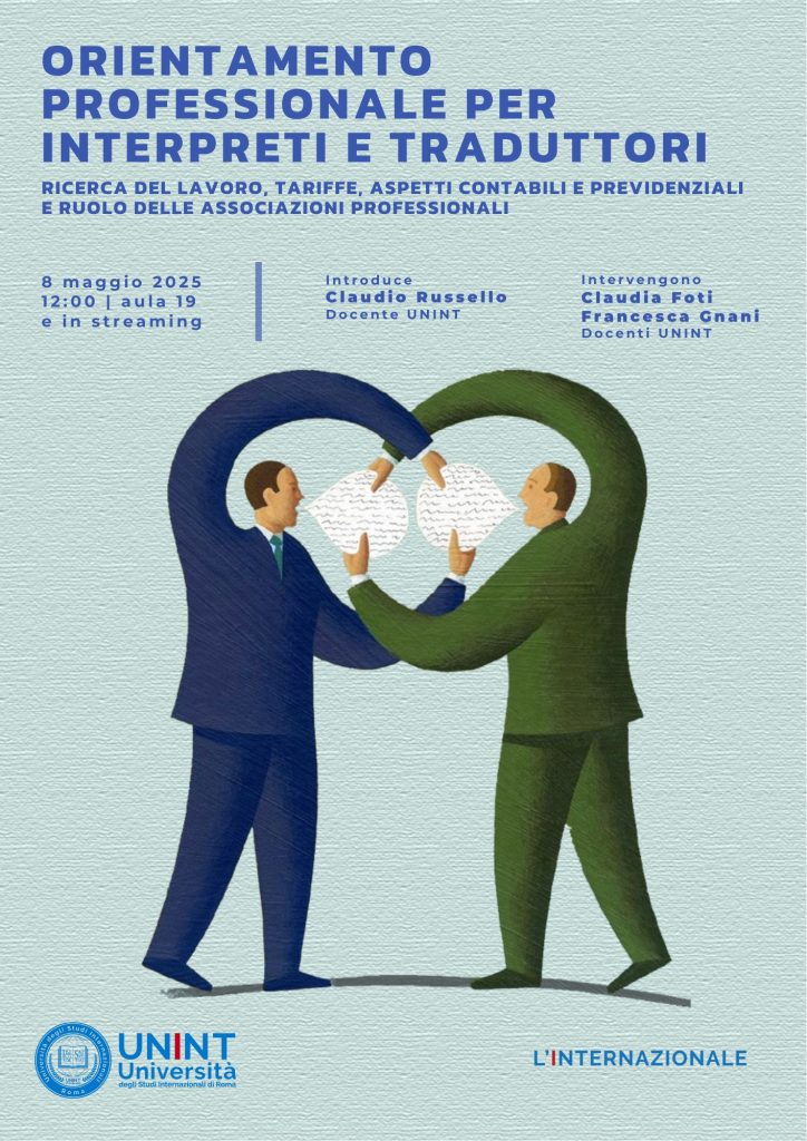 locandina dell'evento orientamento professionale per interprete e traduttore